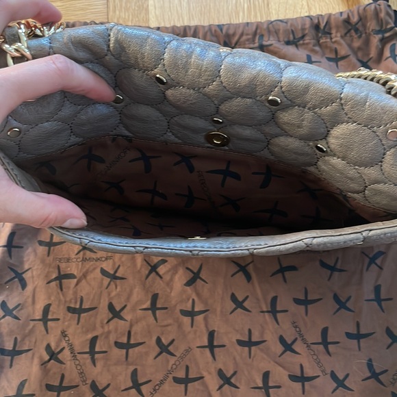 Rebecca Minkoff | Quilted Affair Studded Crossbody Bag Purse gray chain link - Picture 8 of 17